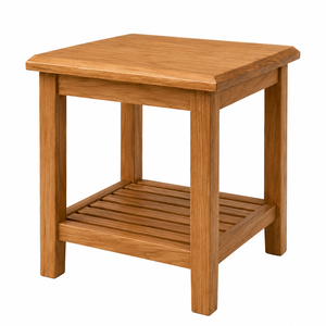Mesa de Comedor Cuadrada de Roble Macizo con Estante de Listones, Diseño Moderno Minimalista, Mueble Estable para el Hogar - Product Image 2