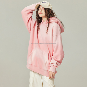 Venta al por mayor heavyweight pulóver ácido lavado de gran tamaño personalizado sin cuerda Sudadera con capucha vintage - Product Image 6