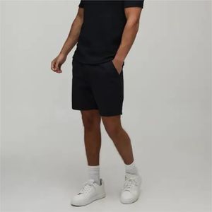 Wholesale Men's Solid <b>Black</b> Cotton Bermuda Shorts Casual Elastic Waist With Pockets Breathable Woven Fabric Shorts For Men - Product Image 1