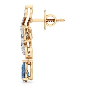 Luxury 18K Gold <b>Diamond</b> Drop <b>Earrings</b> With Pear Cut Blue Gemstone Women's Wedding Jewelry - Product Image 2