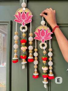 Décoration murale ethnique Shubh Labh, lotus en perles fait main pour décorations intérieures élégantes, mariages et célébrations festives - Product Image 6