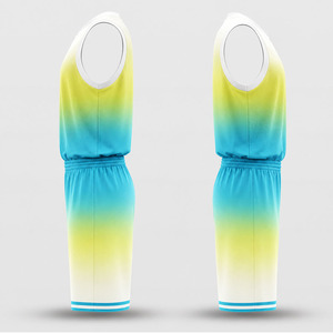ชุดเสื้อบาสเก็ตบอล Ekin Impex แบบไม่มีแขน คอวี สีไล่ระดับน้ำเงินเหลือง สำหรับผู้ใหญ่ ระบายอากาศได้ดี ชุดยูนิฟอร์มบาสเก็ตบอล - Product Image 2