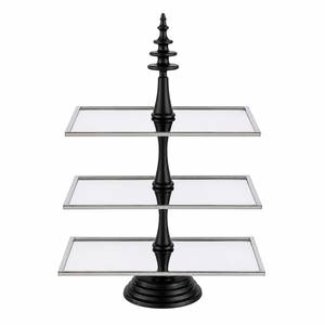 Wholesale Price Three <b>Tier</b> Rectangle Silver <b>Cake</b> Stand Luxury Dessert Display Tray for Wedding Buffet Bakery Catering Events - Product Image 5