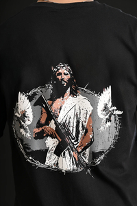 T-shirt pour homme en jersey de coton à coupe ample, col rond, manches courtes, impression graphique de haute qualité et épaules tombantes, streetwear, t-shirt personnalisé - Product Image 4