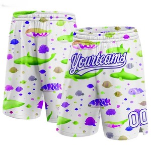 Pantalones Cortos Casuales Negros para Hombre, Cintura con Cordón, Secado Rápido, Tejido de Punto, Color Sólido, Pantalones Cortos Blancos para Hombre con Estampado de Peces por Sublimación - Product Image 3