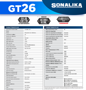 Le Sonalika GT 26 4WD est un tracteur compact de 26 CV. Il possède un moteur 3 cylindres de 1318 cm³ - Product Image 6