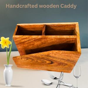 Portacubiertos de madera de primera calidad, hecho a mano, organizador de utensilios de cocina para mesa de comedor, restaurante y hogar, disponible para la venta. - Product Image 4
