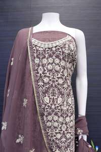 Traje Gharara Fox Georgette con Kurta Bordada, Dupatta con Lentejuelas y Palazzo, Conjunto Tradicional para Fiestas - Product Image 5