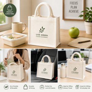 Sac fourre-tout en jute écologique, optez pour le vert, sac cadeau durable - Product Image 3