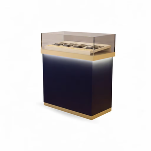 Mostrador de Exhibición Moderno para Comercios, Vitrina con Tapa de Vidrio, Mesa con Iluminación LED, Base de Madera, Gabinete de Almacenamiento, Joyería Óptica, Colores Personalizados - Product Image 1