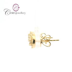 Superventas 18K AU750 Natural G/VS Diamond Halo Cluster Stud Pendientes Color Amarillo Blanco para bodas Aniversarios Regalo OEM - Product Image 5