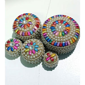 Juego de 6 Cajas Redondas para Joyería, de Aluminio, con Perlas Blancas, para Regalos de Boda, Cajas de Almacenamiento de Joyería - Product Image 2