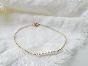 Gold Pearl <b>Bracelet</b> for Women Dainty <b>Gemstone</b> <b>Bracelet</b> June Birthstone Elegant <b>Bracelet</b> Bridesmaid Gift Handmade Jewelry - Product Image 3