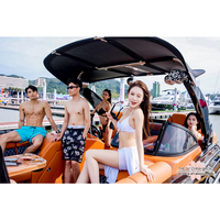 Bateau ponton/tritoon familial en aluminium de luxe OEM haute performance pour la pêche en lac, la location commerciale et les fêtes, avec moteur hors-bord