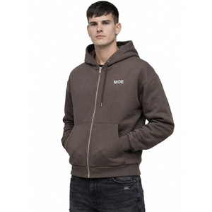 Sweat-shirts à capuche zippés en molleton épais, coupe oversize streetwear, coupe carrée, coton premium, logo personnalisé, fournisseur en gros pour hommes - Product Image 4
