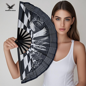 High Quality Custom Bamboo Eventail Large 35cm Rave Folding Kungfu Clack <strong>Fan</strong> for Festival