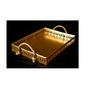 Bandeja metálica con acabado brillante para servicio de mesa, juego de bandejas de acero inoxidable de calidad hotelera, juego de 2 piezas - Product Image 3