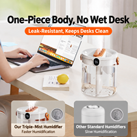 Nouvel humidificateur ultrasonique à double pulvérisation 2L, USB, grande capacité, usage industriel, hôtel, silencieux, chambre, bureau, veilleuse numérique