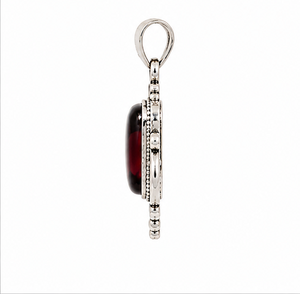 Red Garnet Silver Pendant, Garnet Gemstone Pendant, Sterling Silver Garnet <b>Necklace</b>, Vintage Boho Jewelry, Red Stone Gift - Product Image 2