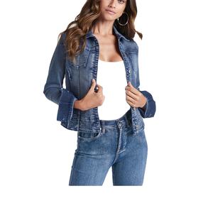 Dernière Collection : Veste en Jean Matelassée Décontractée à Manches Longues pour Femme, Élégante, avec Poches Tissées Personnalisées, Respirante, Écologique et Réversible - Product Image 1