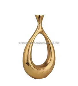 Laiton américain Design Sculpture Vase à fleurs Pot de fleur coulé pour contenir des fleurs coupées plaqué taille décor à la maison par les industries Azora - Product Image 5