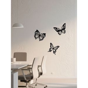 CIFbuy Set di 3 decorazioni da parete in metallo con eleganti disegni di libellule nere, colibrì e farfalle, delicati ornamenti da appendere alla parete - Product Image 5