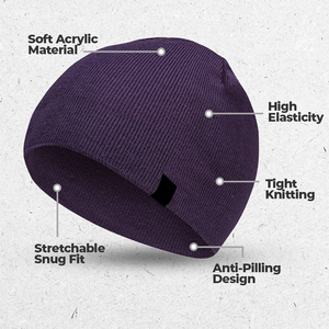 Bonnet en tricot violet haut de gamme avec logo personnalisé, chaud et extensible, décontracté, unisexe, nouveau design 2026 - Product Image 6