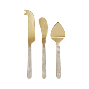 Cuchillo de Queso de Lujo con Incrustaciones de Nácar, Chapado en Oro, de Acero Inoxidable, Cortador y Esparcidor de Queso, Accesorios para Tabla de Charcutería - Product Image 1