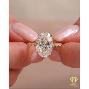 Anillo de compromiso de moissanita con corte ovalado, plata de ley 925, chapado en oro, solitario, joyería nupcial para mujer, anillo de regalo de lujo - Product Image 3