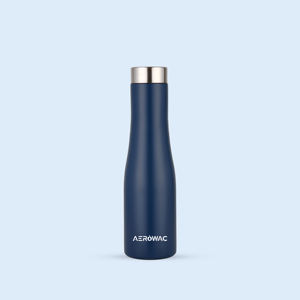 Matte Blue Stainless Steel Water Bottle Vacuum Insulated Leak Proof Flask Ergonomic Curved Body <b>Drinkware</b> Travel Fitness Gym - Product Image 4