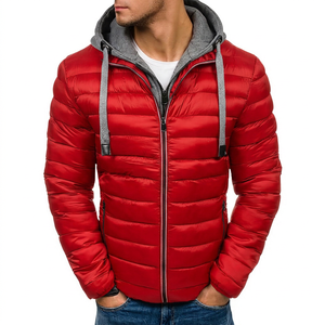 Chaqueta Acolchada con Capucha para Hombre, Color Sólido, Cierre de Cremallera, Resistente al Viento, Informal, para Invierno, Corte Ajustado, Relleno de Poliéster - Product Image 5