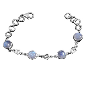 Pulsera de piedras preciosas de piedra lunar arcoíris, Plata de Ley 925 sólida, regalo de joyería al por mayor para mujer - Product Image 1