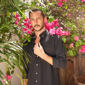 Camisa de Esmoquin Formal Unisex BEAM, Cuello Mao, 60% Algodón, 40% Tejido de Punto, Transpirable, Ecológica, 220g - Product Image 5