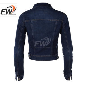 Chaqueta Vaquera Informal Extra Grande para Mujer, Personalizada OEM, con Forro de Spandex/Nylon, Relleno de Algodón, para Otoño, con Decoración - Product Image 3