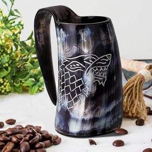 Drinking Horn Top Quality Buffalo Horn Glass Viking Drinking Horn Mug /Beer Cow Horn Cup/glass With Brass Rim at Low Price RDM - Product Image 2