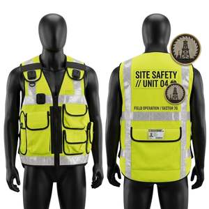 Gilet de sécurité haute visibilité de qualité supérieure, réfléchissant, avec LED clignotantes, pour la sécurité des médias et des agents, robuste, personnalisable avec votre marque - Product Image 3