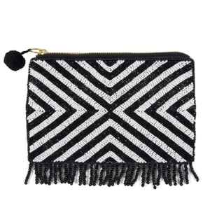 Monedero con cuentas florales, bolsa con cremallera de cuentas de vidrio blancas, diseño de flor azul, cartera pequeña, tarjetero para mujer, mini almacenamiento - Product Image 6