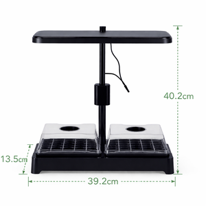 Lampe de croissance LED réglable pour semis <span class=keywords><strong>avec</strong></span> deux plateaux de germination - Kit de démarrage pour plantes d'intérieur, compatible hydroponique et sol - Product Image 2