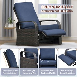 Sedia Reclinabile Automatica Regolabile da Esterno in Vimini con Cuscino Spesso 5,12 cm, Prodotto di Qualità Premium - Product Image 3