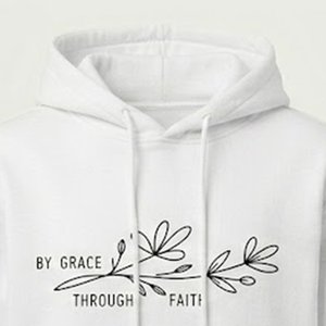 Nueva Llegada, Sudadera Blanca Personalizada con Logotipo para Mujer, con Estampado Floral de "Por Gracia a Través de la Fe", Tejido de Algodón, Ropa Casual de Otoño - Product Image 5