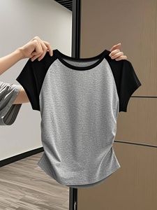 T-shirt court à imprimé floral pour femme, manches courtes, col rond, coupe ajustée, décontracté, été, respirant, tricoté en coton et élasthanne - Product Image 2