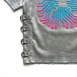 T-shirt Oversize Streetwear Cyber Tech de Luxe avec Motif Circuit Futuriste, Mode Urbaine, 100% Coton MALUZA INDUSTRIES - Product Image 2