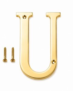 Lettre U dorée avec vis, lettre de l'alphabet pour plaque signalétique murale, porte ou bureau, résistante à la rouille, en métal - Product Image 1