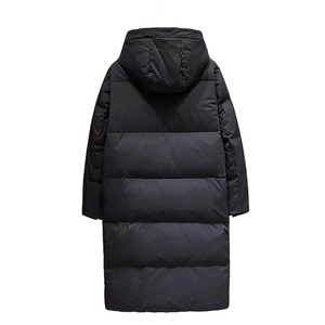 Long Quilted <b>Winter</b> Jacket With Hood Full Sleeves Zipper Closure Solid Color Polyester Shell <b>Thick</b> Warm <b>Coat</b> - Product Image 4