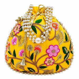 Sacs Potli en coton indien faits à la main avec cordon de serrage, cadeaux de mariage, brodés, élégants, légers, Rangrata, vente en gros - Product Image 2