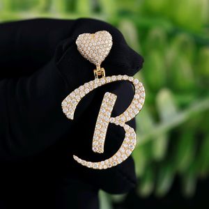Colgante de Plata de Ley 925 con Letra B Personalizada, Chapado en Oro, con Diamantes de Imitación CZ, Estilo Hip Hop, Unisex, para Regalo - Product Image 1
