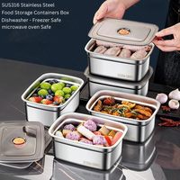Ensemble de contenants alimentaires empilables en acier inoxydable avec couvercles hermétiques, boîtes de rangement en métal anti-fuite pour la cuisine