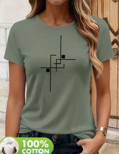 T-shirt à manches courtes pour femme, imprimé floral, col rond, tissu décontracté, coupe ample, printemps/été, broderie, extensible et doux - Product Image 6