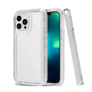 เคสโทรศัพท์กันกระแทกใสสำหรับ iPhone วัสดุ TPU PC ป้องกันรอบด้าน ดีไซน์หลังใส ไม่มีที่จับ - Product Image 1