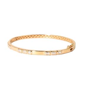 DEF Color VS VVS Clarity IGI Certified Emerald Lab Grown Diamond <b>Bangle</b> 10K 14K 18K Solid <b>Gold</b> Minimalist Cuff <b>Bangle</b> Bracelet - Product Image 2